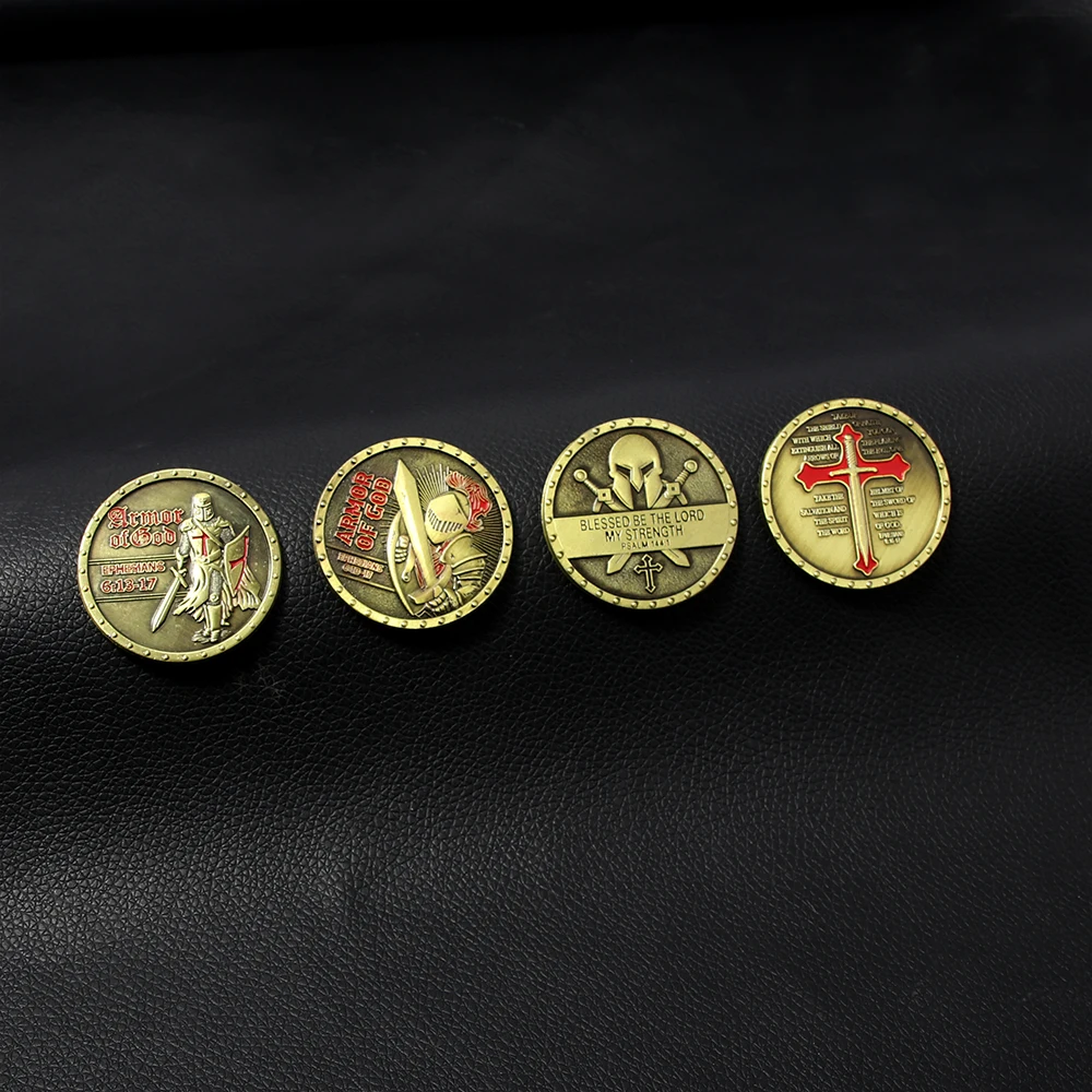 Knights Templar Vintage Commemorative Coin Pauperes Commilitone Templique Solomonici Cain Metal Cameo Coin Collection Souvenir