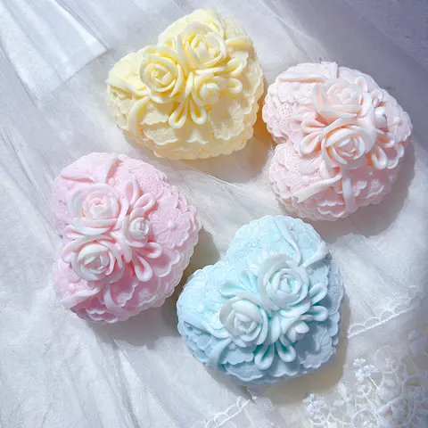 발렌타인 데이 어머니의 날 선물 웨딩 장식 꽃 아로마 캔들 실리콘 몰드 DIY 로즈 레이스 하트 모양 간장 왁스 몰드 Best5 발렌타인 데이 어머니의 날 선물 웨딩 장식 꽃 아로마 캔들 실리콘 몰드 DIY 로즈 레이스 하트 모양 간장 왁스 몰드 Best5