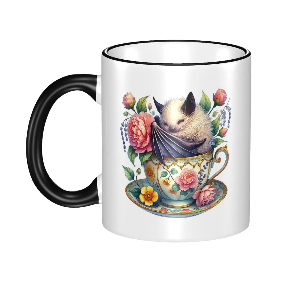 Cute Bat With A Curly Coat Mug Funny Ceramic Coffee Cups Tea Mugs Milk Cup Drinkware Gifts for Friends