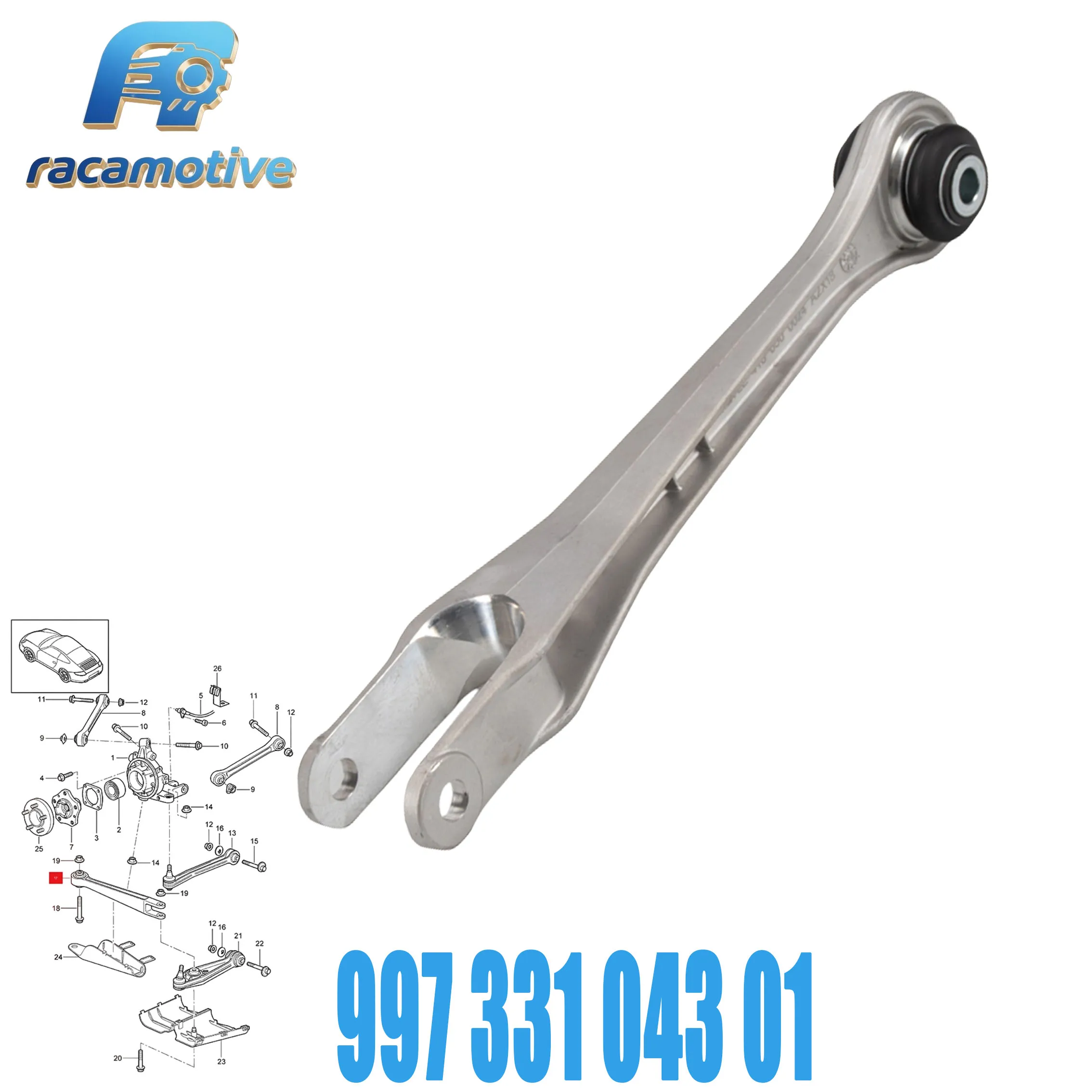 New 99733104301 for Porsche 911 996 997 Targa 911 Convertible Rear Suspension Control Arm Swing Arm 997 331 043 01.