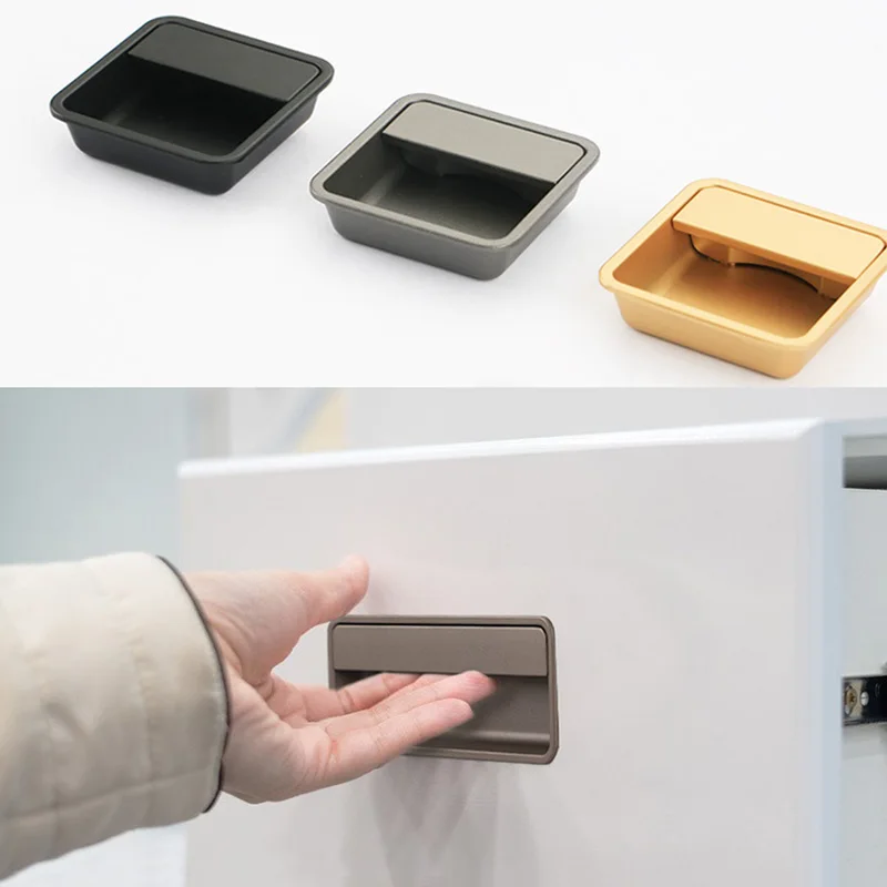 Minimalist Wardrobe Door Handle Cabinet Drawer Hidden Latch Concealed Inset Handles Zinc Alloy Furniture Hardware 32/96/160mm