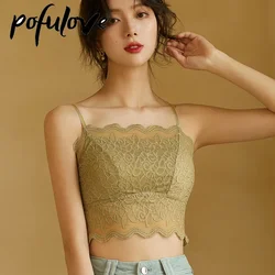 Bralette Top Camisole Padded Crop Top Sexy Lingerie Lace Tank Camisoles for Women Fashion Balck White Strap Camis Sleep Tops