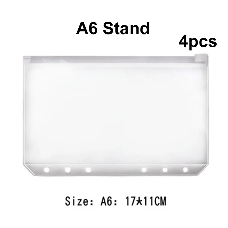 10Pcs A6 6-Hole Binder Pockets Waterproof PVC Cash Budget Envelopes Zipper Binder Pouches for Notebook Planner Journey Binders