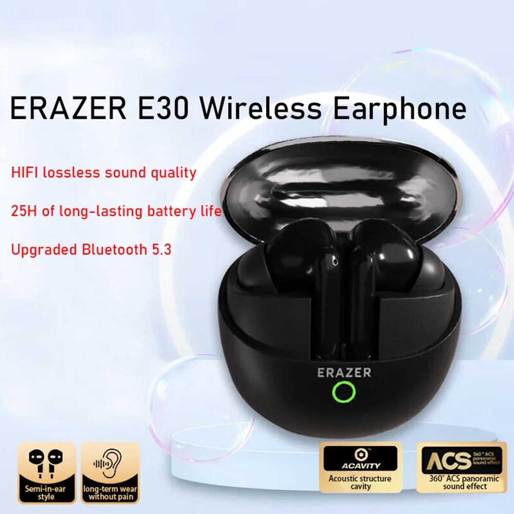 سماعات لينوفو ستيريو لاسلكية تعمل بالبلوتوث 5.3 داخل الأذن رياضية للحد من الضوضاء موسيقى جهير ثقيلة مع سماعات مساعد صوتي E30 #2