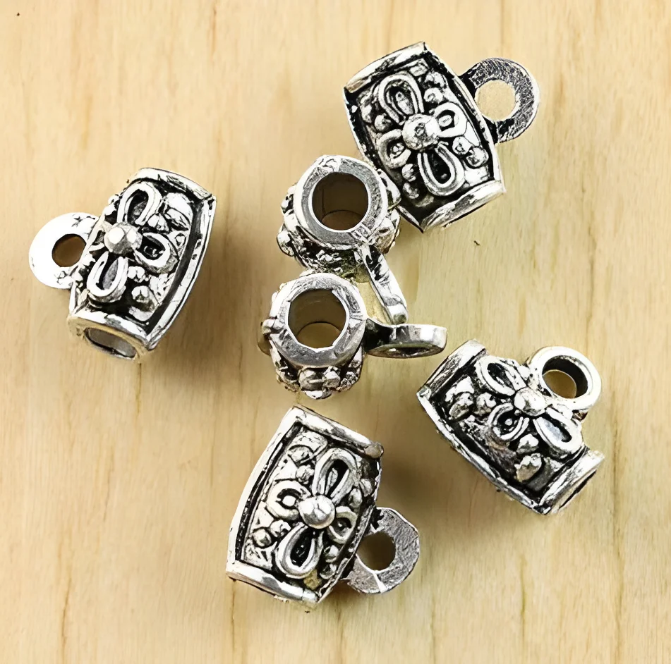 20pcs  11x7mm,hole:3mm, loop 2mm  Alloy matel  crafted flower spacer bail connector HWH0868