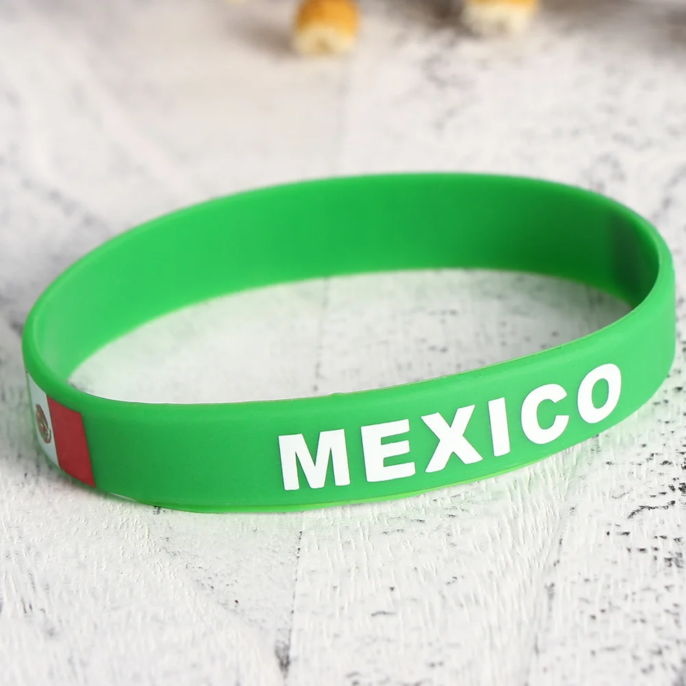 4 pçs pulseiras de silicone bandeira do país futebol pulseiras méxico borracha esportes festa favor masculino feminino bandeira nacional