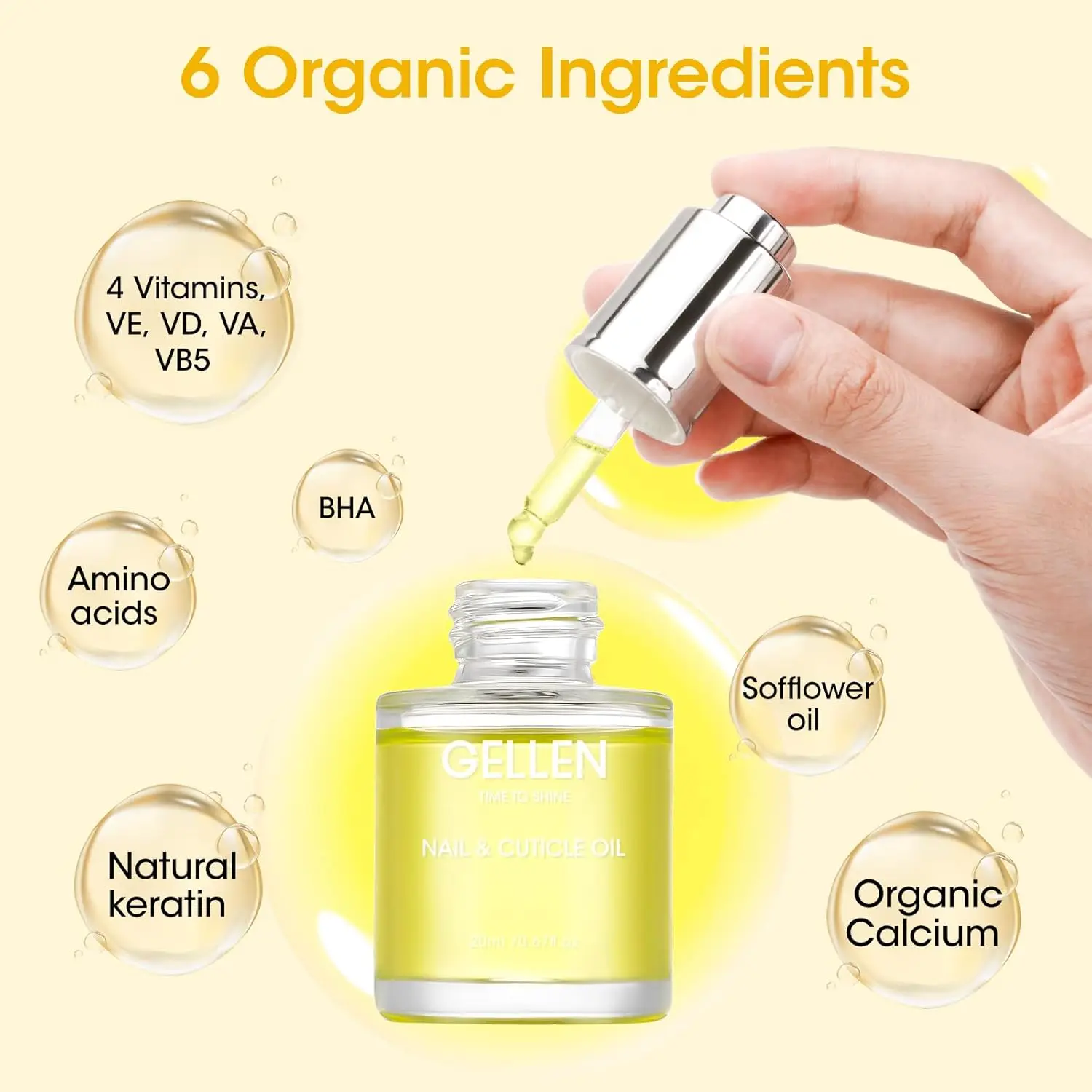 GELLEN 20 مللي زيت بشرة الأظافر الكيراتين الطبيعي العضوي فيتامين E طلاء الأظافر لترطيب مستلزمات تقوية مغذية #2
