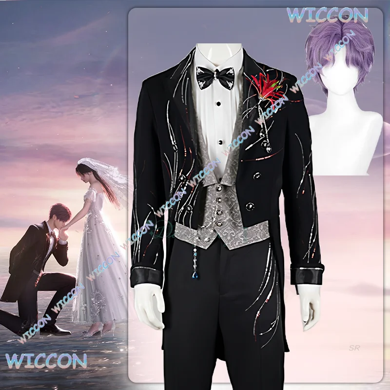 

Game Love And Deepspace YesOk/Rafayel Wedding Outfit Cosplay Costume Wig Uniform Full Set Halloween Party For Women Men Carnival