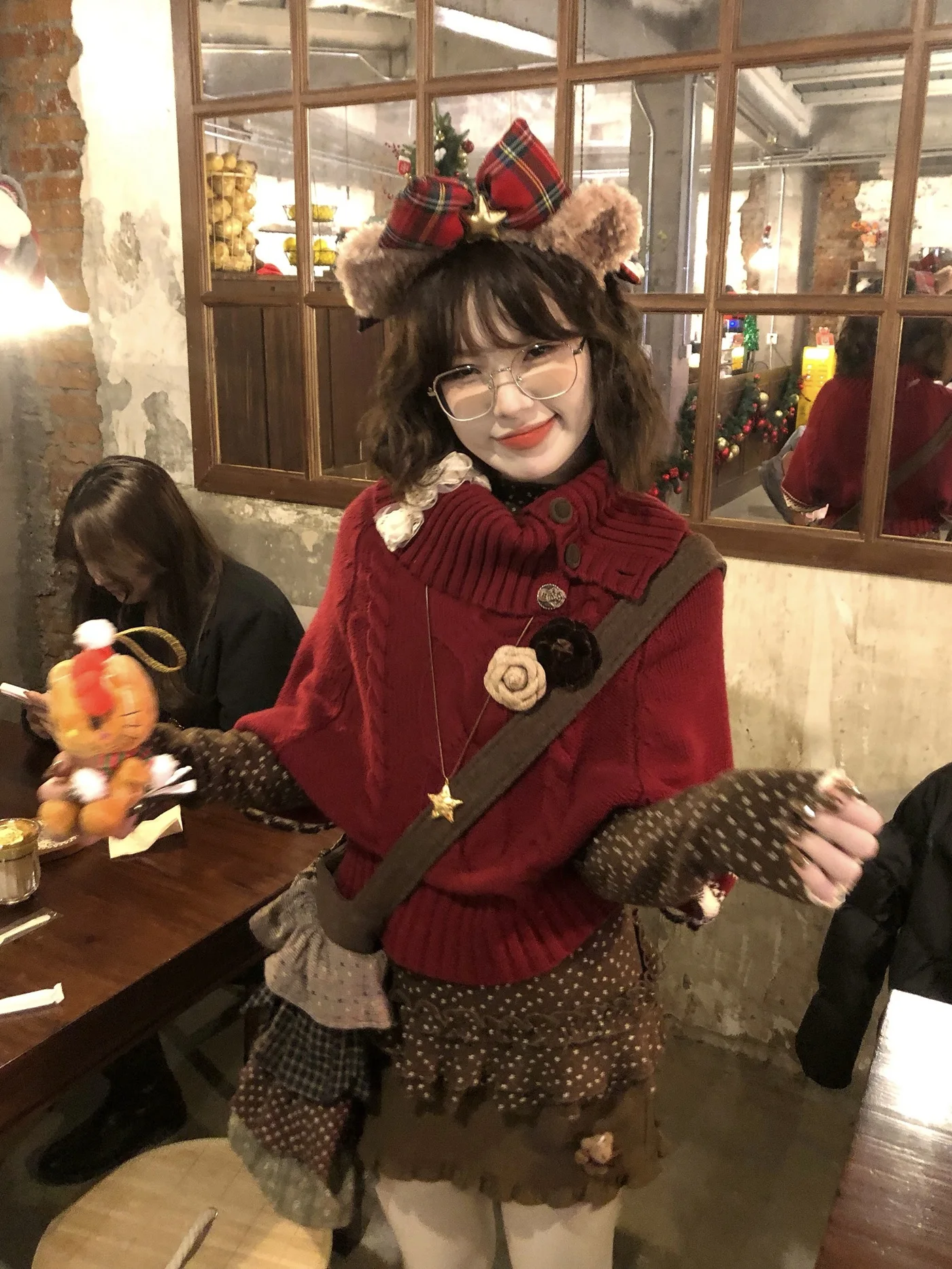 

Ретро-юбка-брюки с кружевным подолом для женщин, осенне-зимние, ALITTLE My "Chestnut Bear", винтажные, приталенные, на молнии