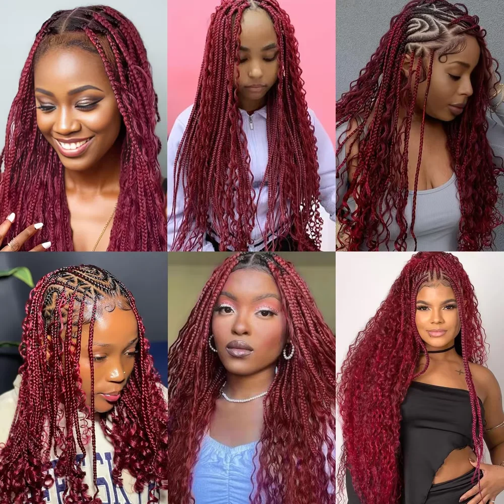 100% cabelo humano para trança onda profunda 99jborgonha boho tranças encaracolado feixes de cabelo humano sem trama pacotes para extensões de cabelo feminino