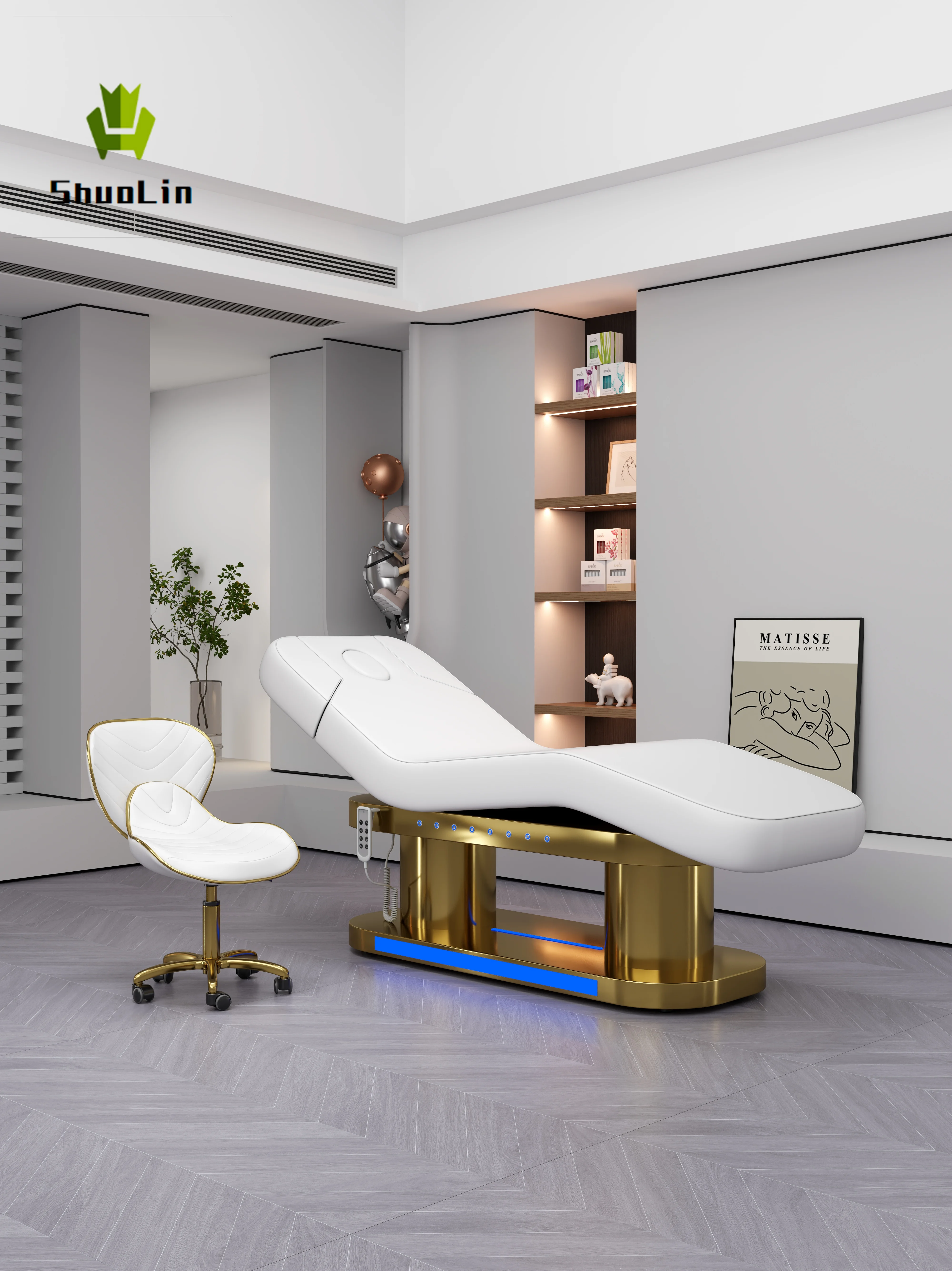 

Hot Sale Electric Beauty Massage Bed With 4 Motors Adjustable Salon Furniture For Lash Salon Factory Supply For Hotels