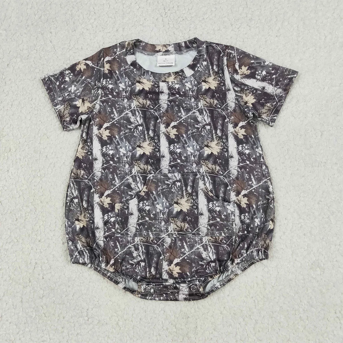 Newborn Baby Clothes Comfy Toddler Boy Short Sleeve Southern Leaves Pockets Rompers Kids Jumpsuit Children Clothing Wholesale