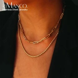 eManco Chain Necklace Chain Stacking Multiple Thin Chain Ladies  Stainless Steel Chain Jewelry