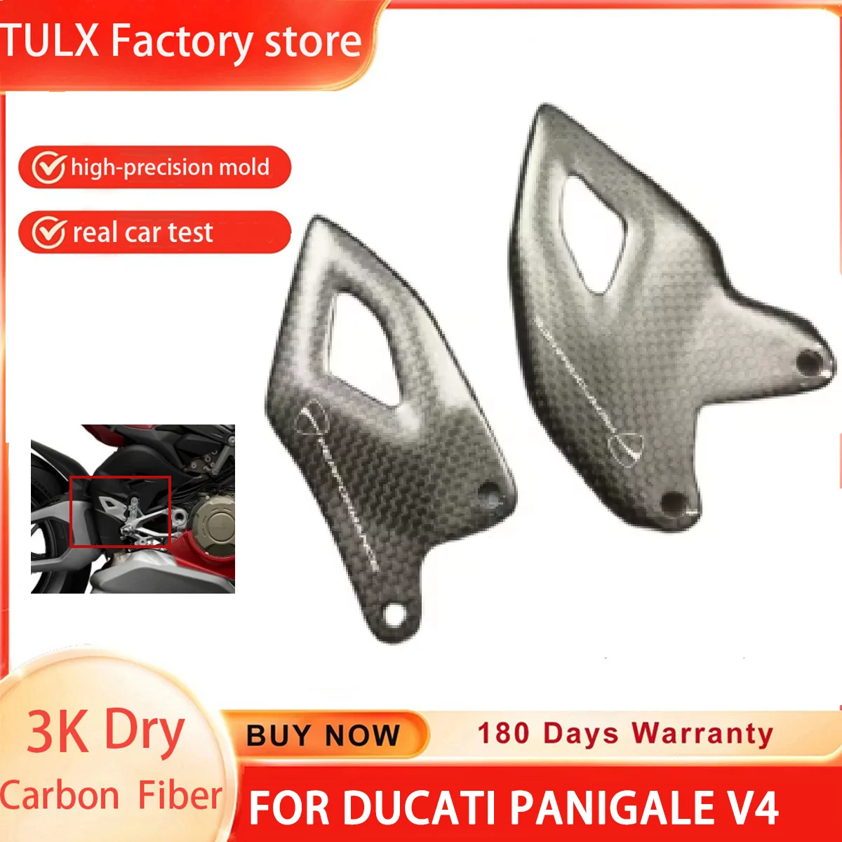 

3K Carbon Fiber Heel Guards Heel Plates Footrests For DUCATI Panigale V4 V4S 2025 Motorcycle Accessories