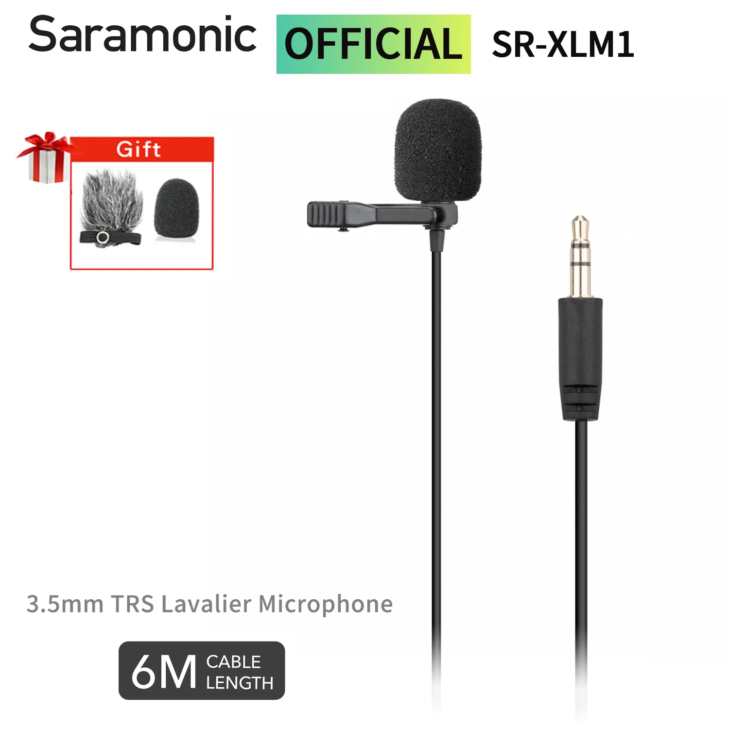 

Saramonic SR-XLM1 6m 3.5mm TRS Lavalier Lapel Microphone for DSLR Cameras Camcorders Wireless Mic Youtube Recording Streaming