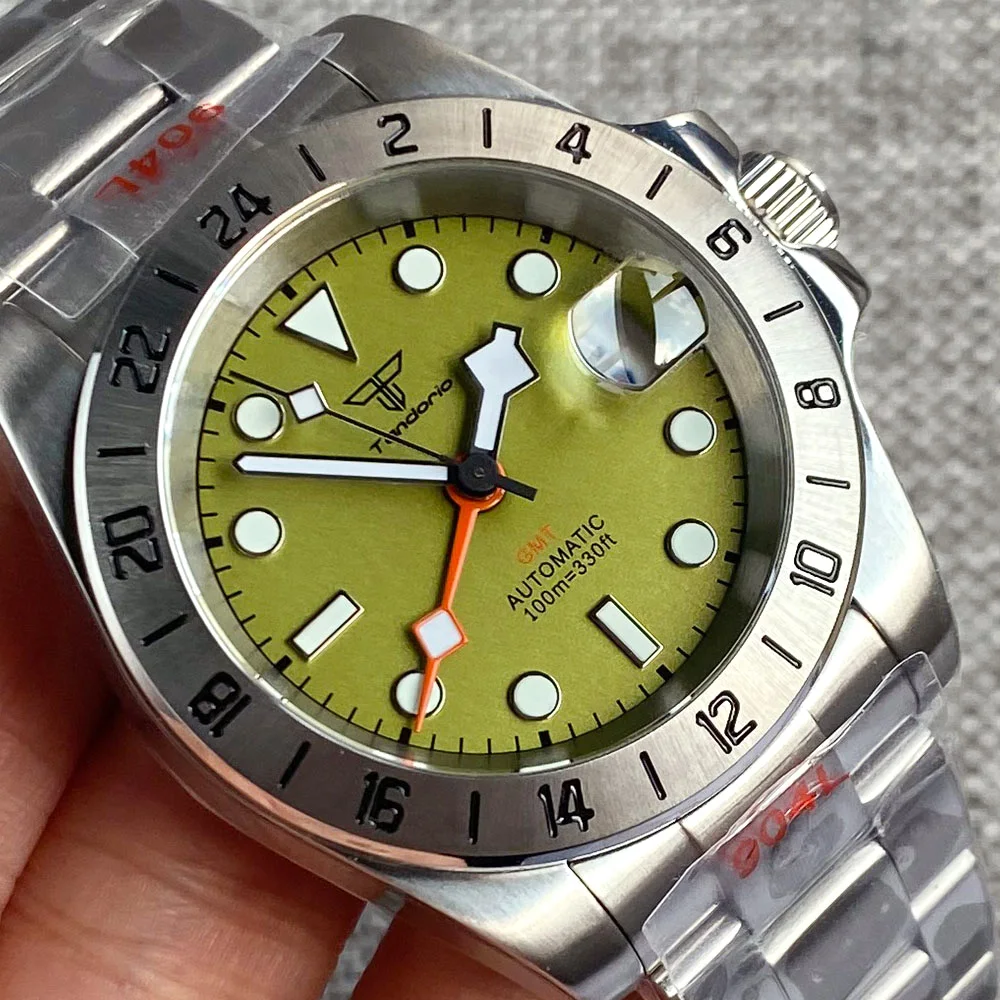 20ATM Dive Luxury NH34 GMT Sapphire Glass Green Dial Luminous 39mm Mechanical Watch Men Steel Bracelet Business Dress Clock