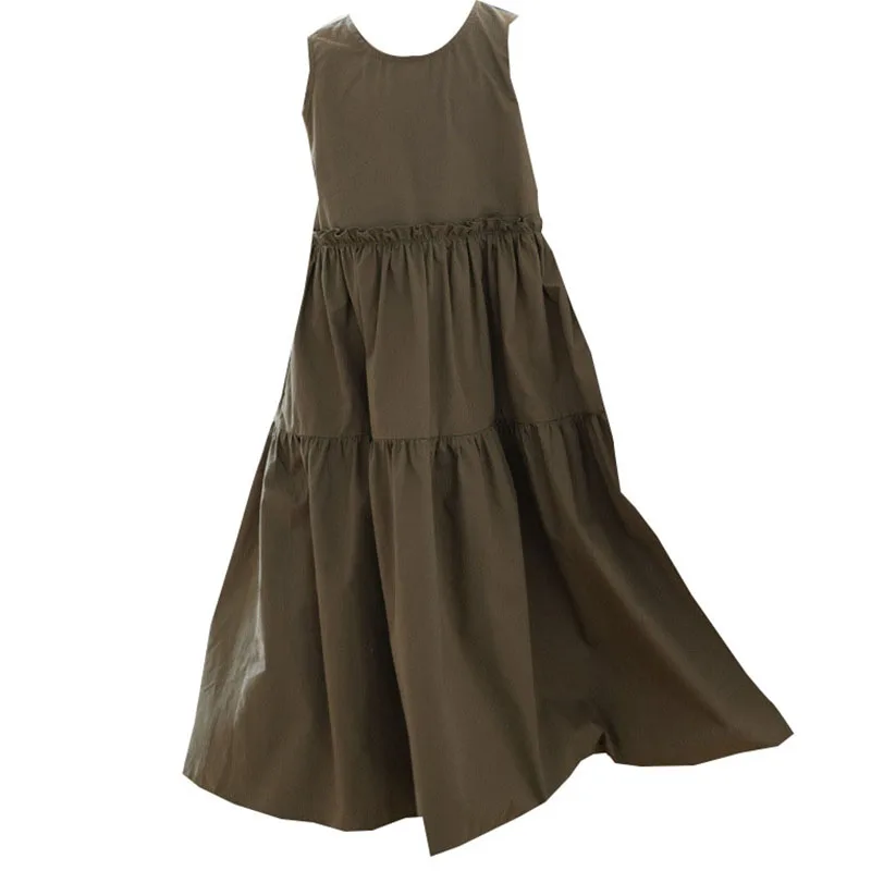 Grote meisjes blauw wit groen jurk lange kinderkleding zomer 2025, Tween-jurken 12-14-16 meisjes 6 7 8 9 10 11 13 15 17 18 19 20 jaar