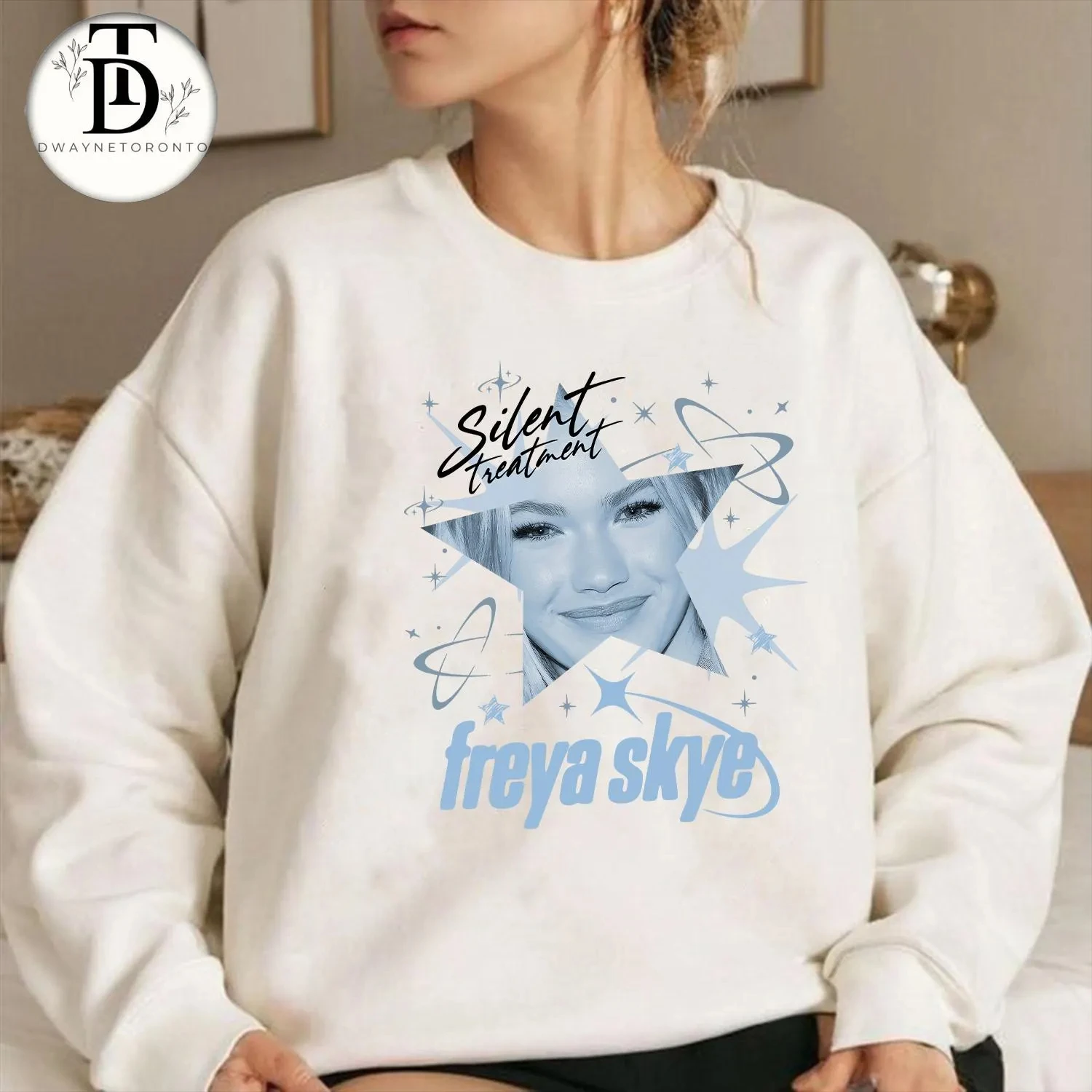 

Периферийная футболка Freya Skye, футболка со звездным узором, вдохновленная песнями «Silent Treatment», подарок фанату Y2K в стиле ретро