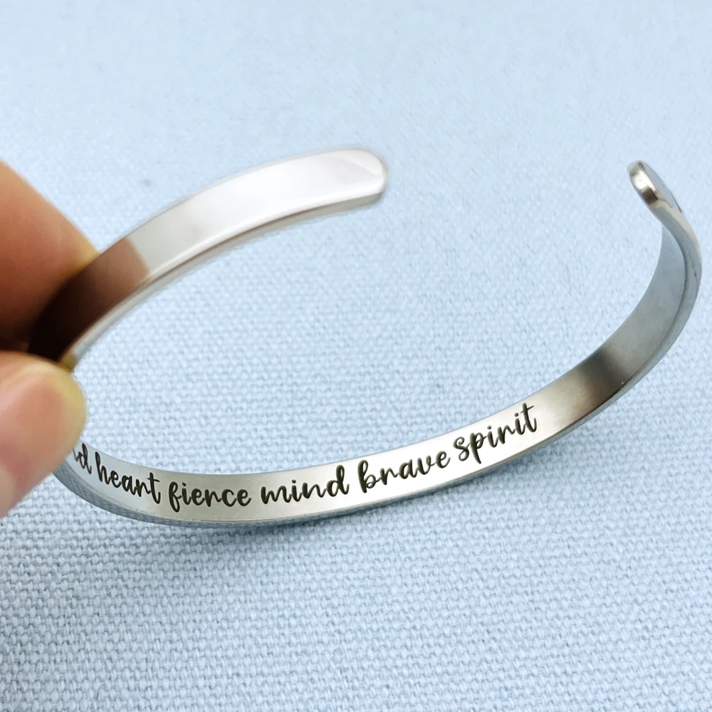 Inspirational Bracelets for Women Hidden Message Mantra Cuff Bangle Stainless Steel Friend Encouragement Gift