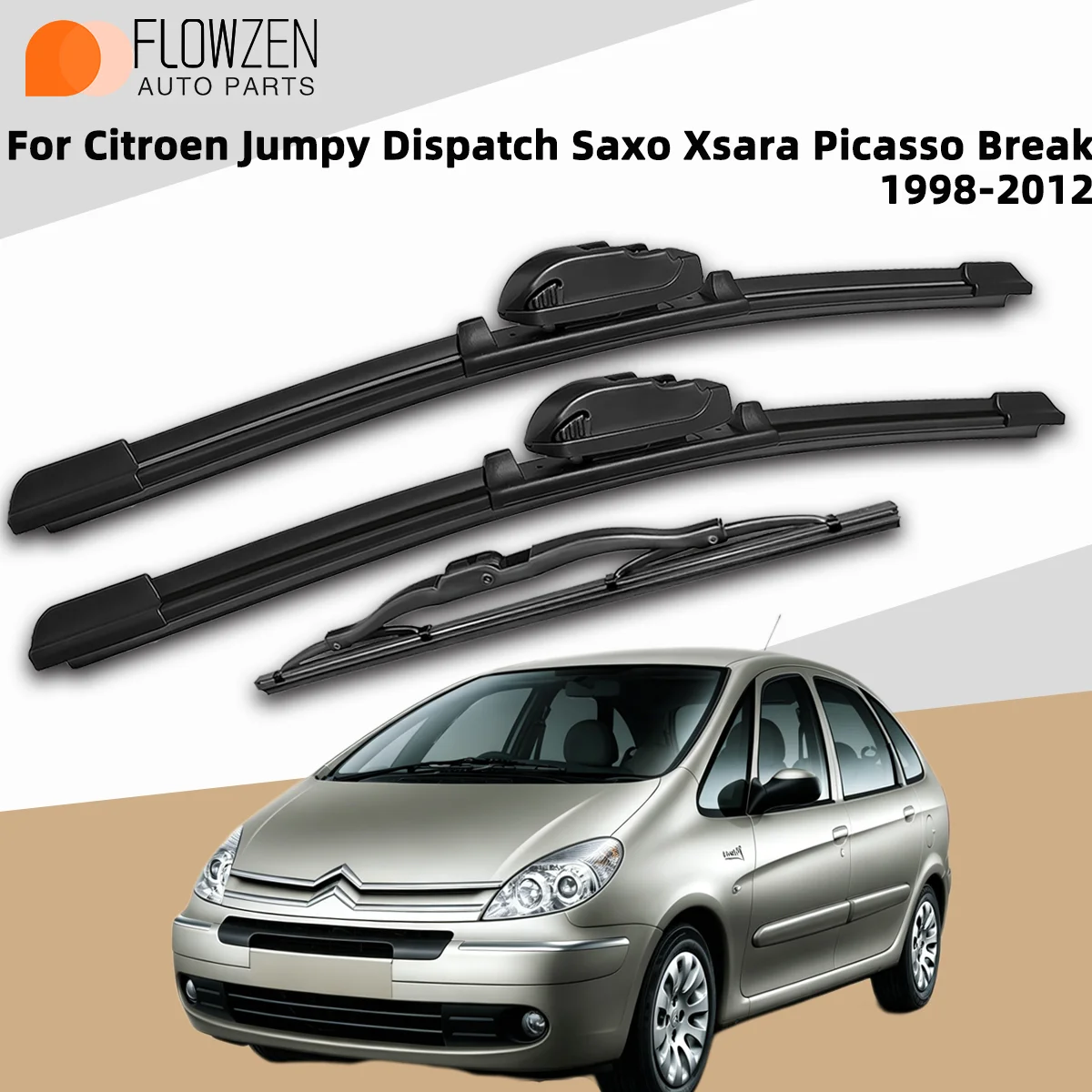 

3 шт. передних и задних щеток стеклоочистителя для Citroen Jumpy, Dispatch, Saxo, Xsara Picasso Break 1998-2012, премиум-качество, бесшумные, долговечные запчасти