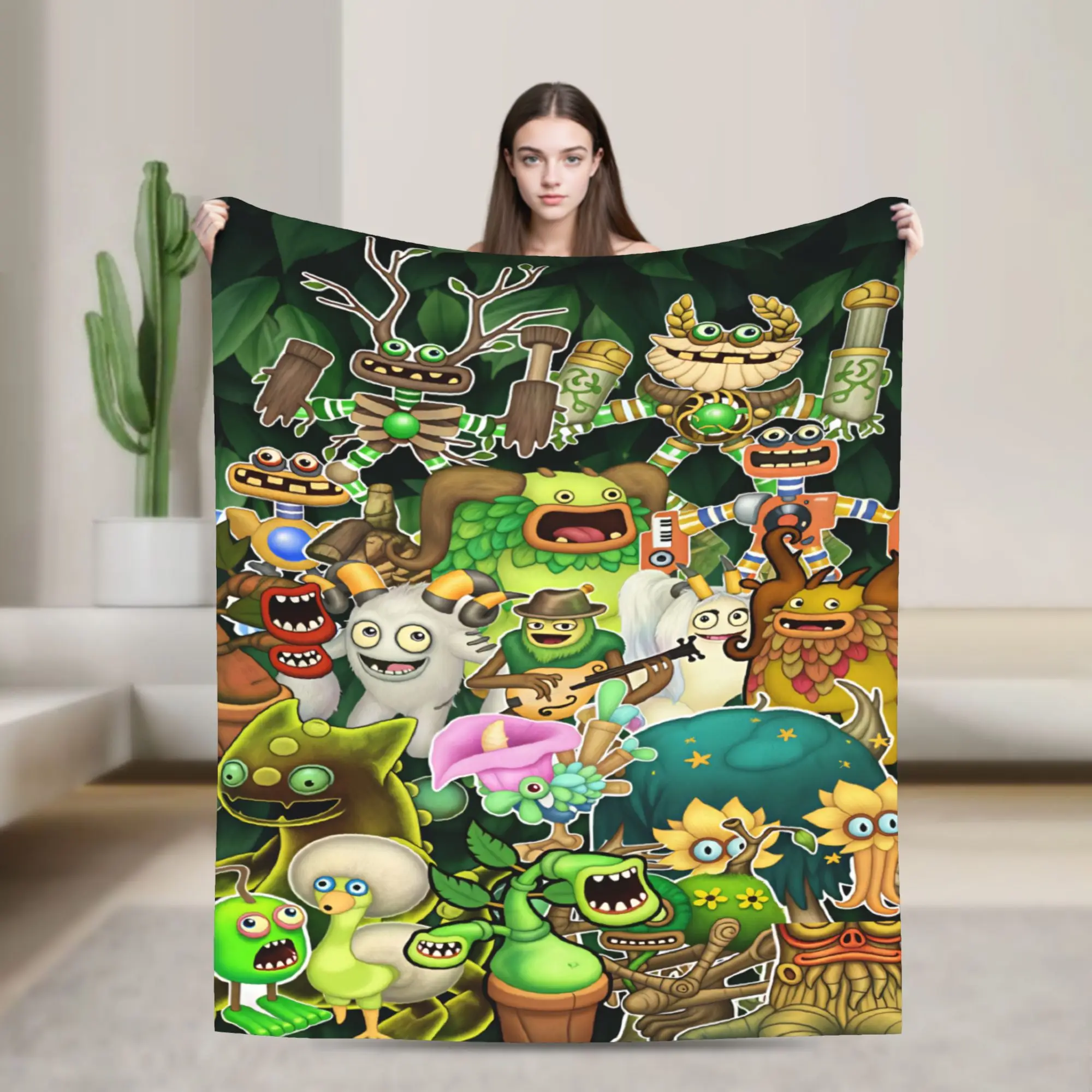 My Singing Monsters Video Game Cartoon Blanket Soft Fashion Plush Throw Blanket For Couch Chair Flannel Bedspread Bed Cover