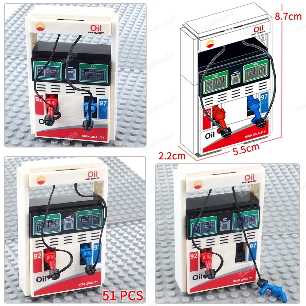

Box Type Fuel Dispenser Model Building Block MOC Artifact Figures Vehicle Supply Fuel Nozzle Equipment Site Scene Decoration Toy