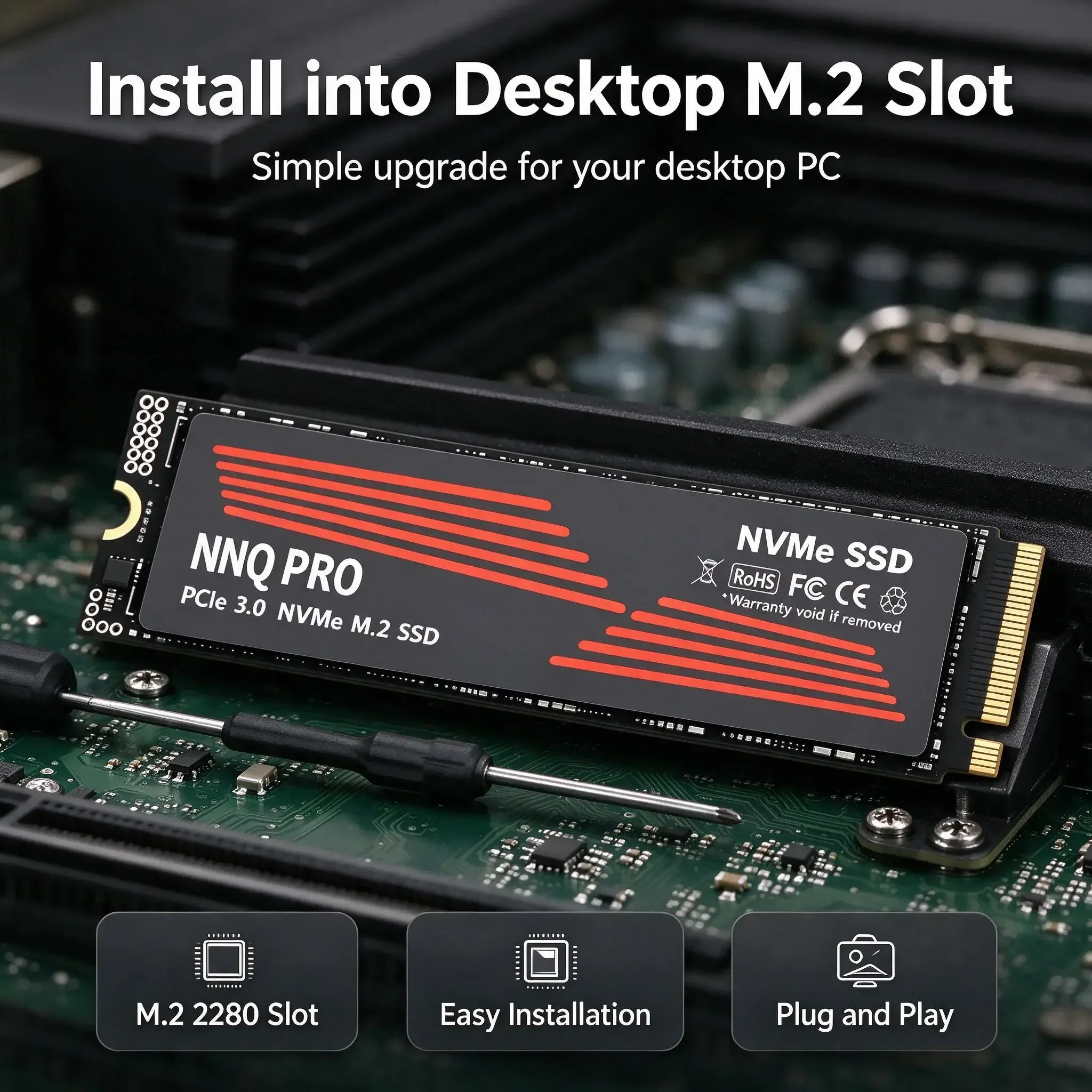 NNQ PRO Nova Elite Built-in M.2 NVMe Solid State Drive 500GB/1TB/2TB/4TB Fast Data Transfer for Gaming PC Laptop Desktop