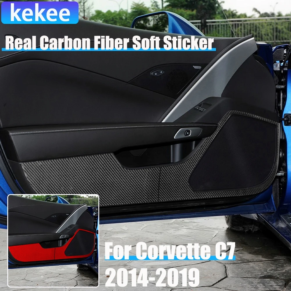 

Real Carbon Fiber Car Accessories Door Anti-Kick Panel Decorative Cover Soft Sticker For Corvette C7 LT1 Z06 ZR1 LT5 2014-2019