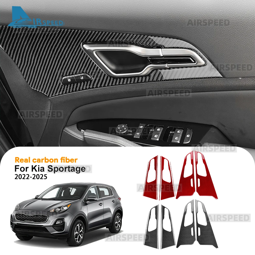 Real Soft Carbon Fiber Sticker For Kia Sportage NQ5 2022 2023 2024 2025 LHD RHD Car Door Handle Bowl Panel Interior Accessories