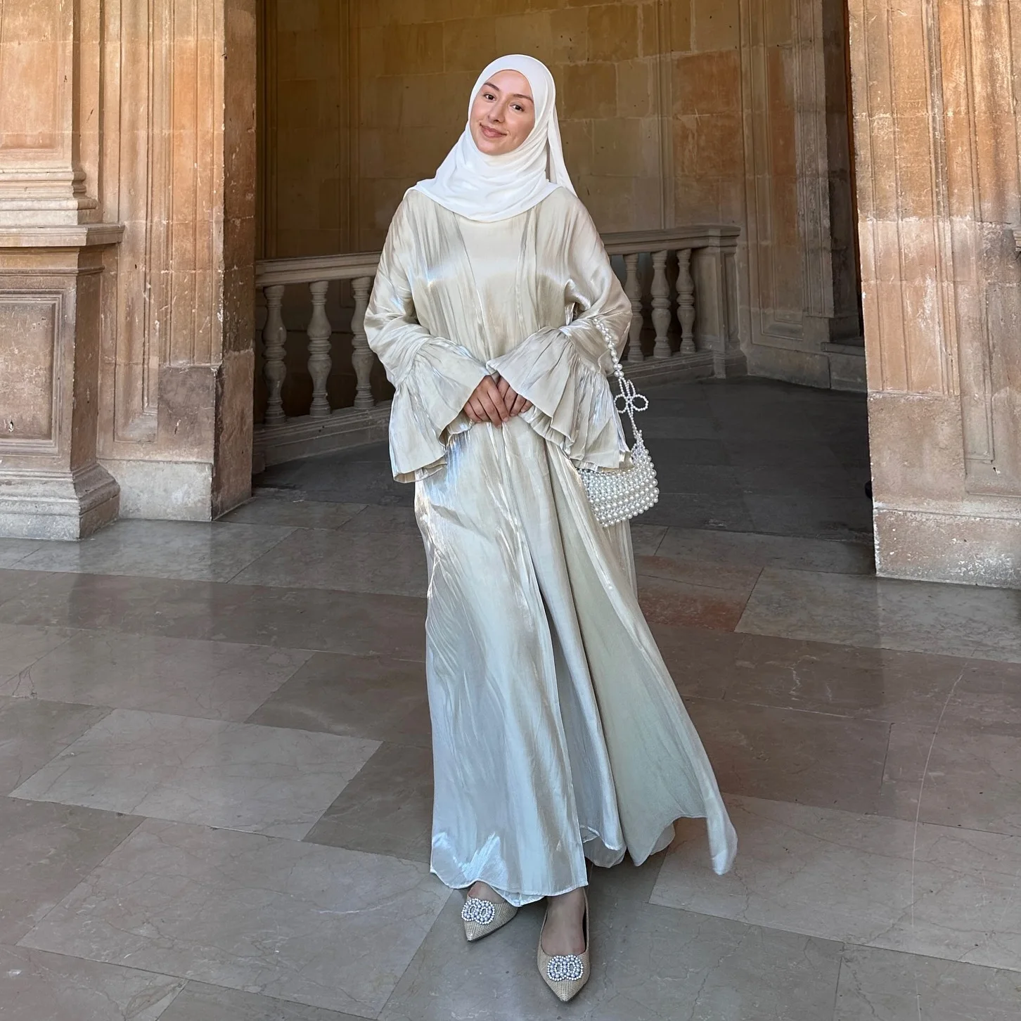 

Two Piece Set Dubai Open Front Kimono Abaya Inner Dress Muslim Women Kaftan Turkey Robe Musulmane Femme Vestidos Islamic Clothes