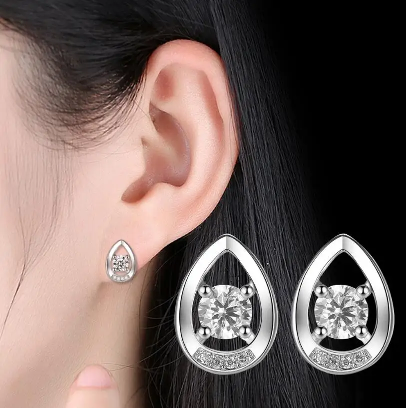 Pear Natural Purple Amethyst 925 Sterling Silver Waterdrop Stud Earring for Women Fashion Gemstone Jewelry Brincos de Prata - view 3