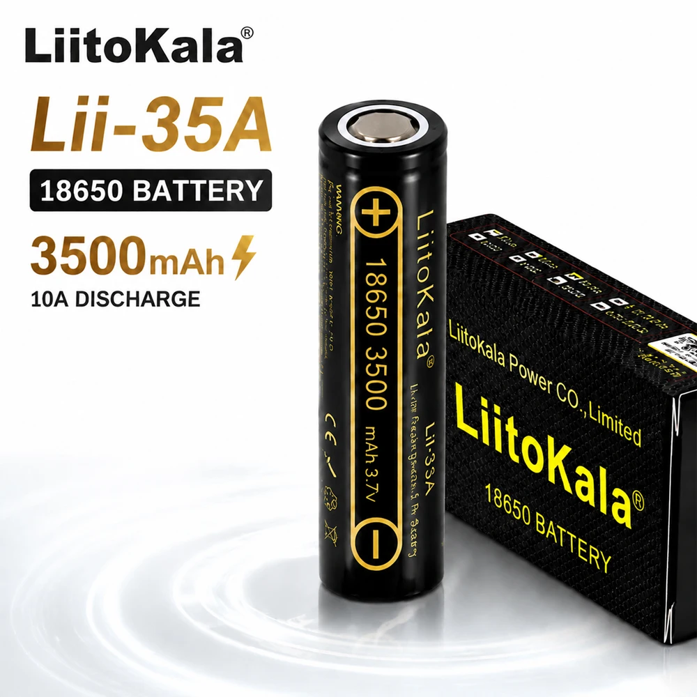 LiitoKala 1-10PCSLii-35A 18650 Rechargeable Lithium Battery 3.7V 3500mAh 10A Discharge, Original Part for Drone Flashlights