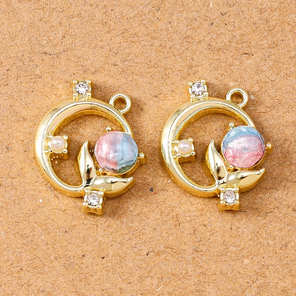 5 قطع لطيف الأحجار الكريمة كريستال ذيل السمكة سحر المعلقات لصنع المجوهرات الأقراط قلادة سوار DIY الاكسسوارات اليدوية #1