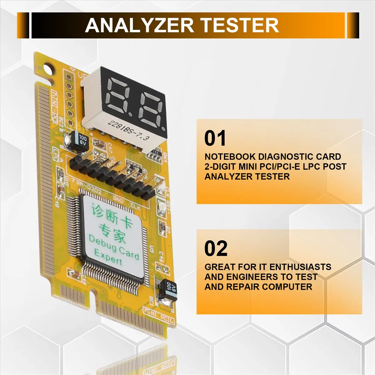 【~ New A20Z】Notebook Diagnostic Card 2-Digit PCI/PCI-E LPC POST Analyzer Tester