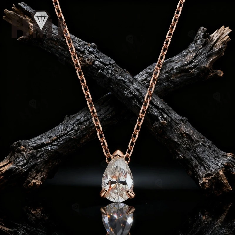 1–4 قيراط قلادة مويسانيتي على شكل كمثرى أنيقة بثلاثة مخالب قلادة كلاسيكية للنساء مثالية لحفلات الزفاف والذكرى السنوية والارتداء اليومي #6