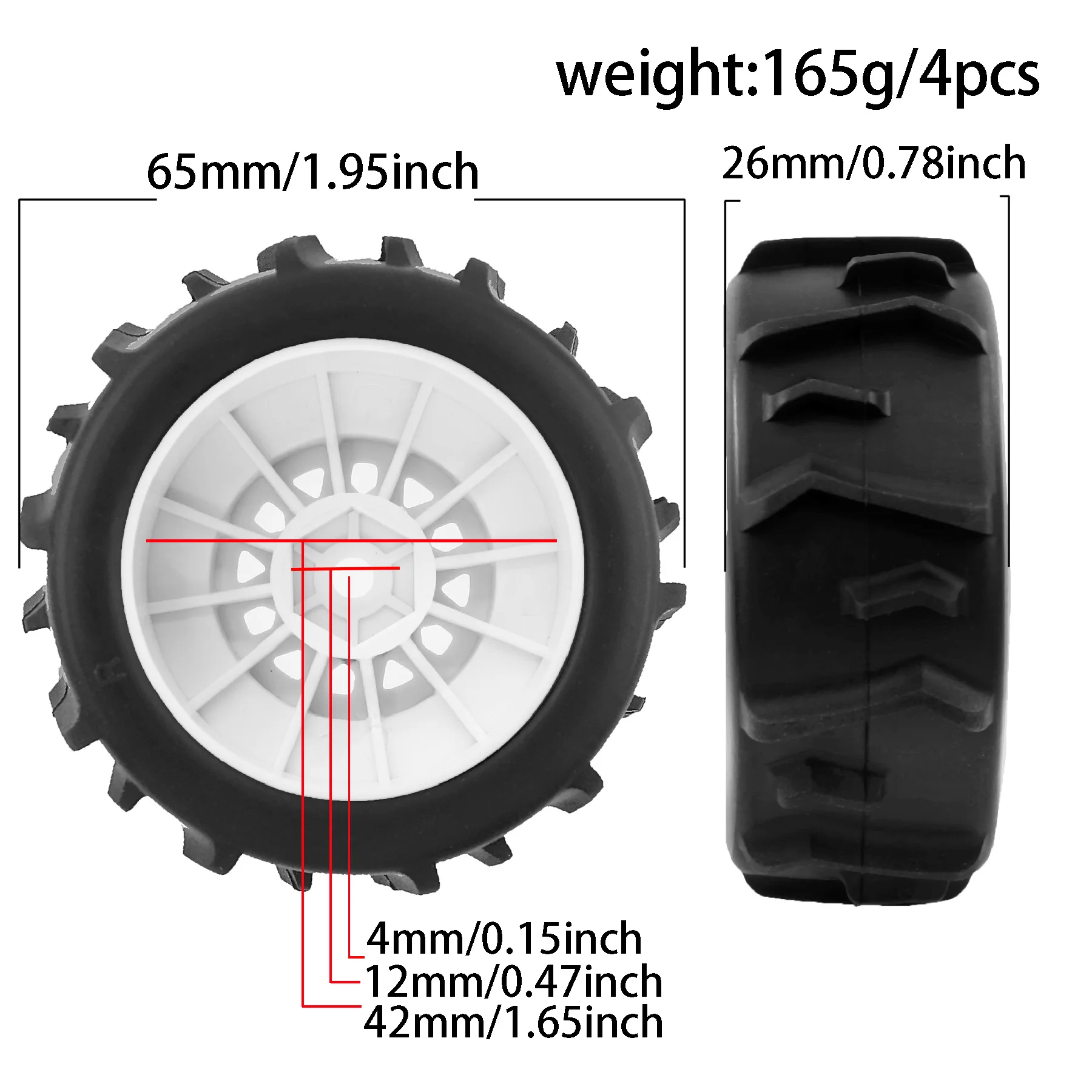 Pre-glued Paddle Wheel and Tire Beach Sand Snow Desert for Arrma 1/16 Mojave Grom RTR Upgrades Part Black