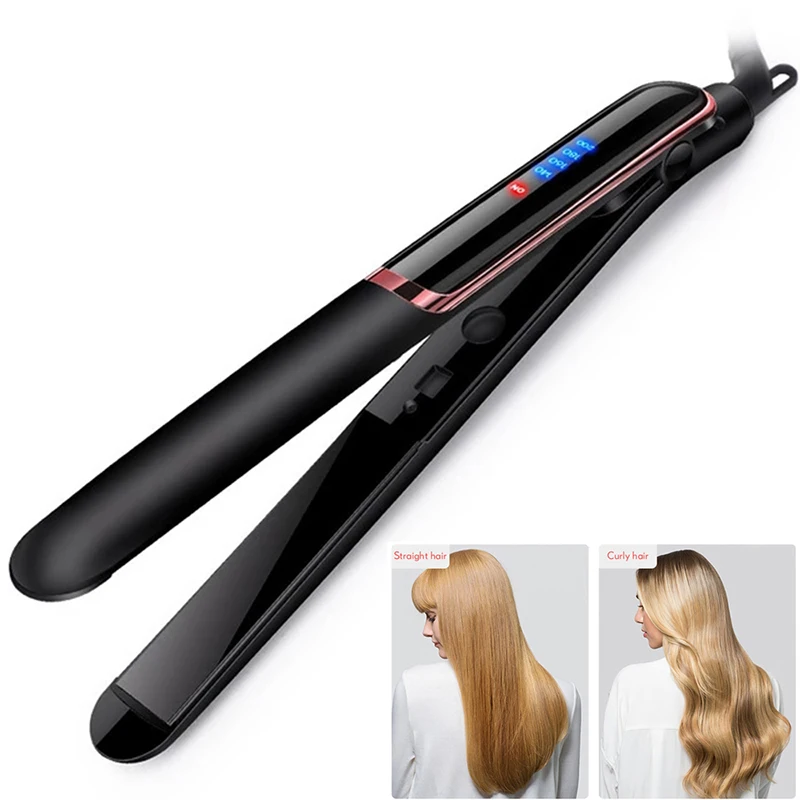 Flat iron hair straightener 2 in 1 electric ceramic hair straightener and curling iron hair straightener drying brush