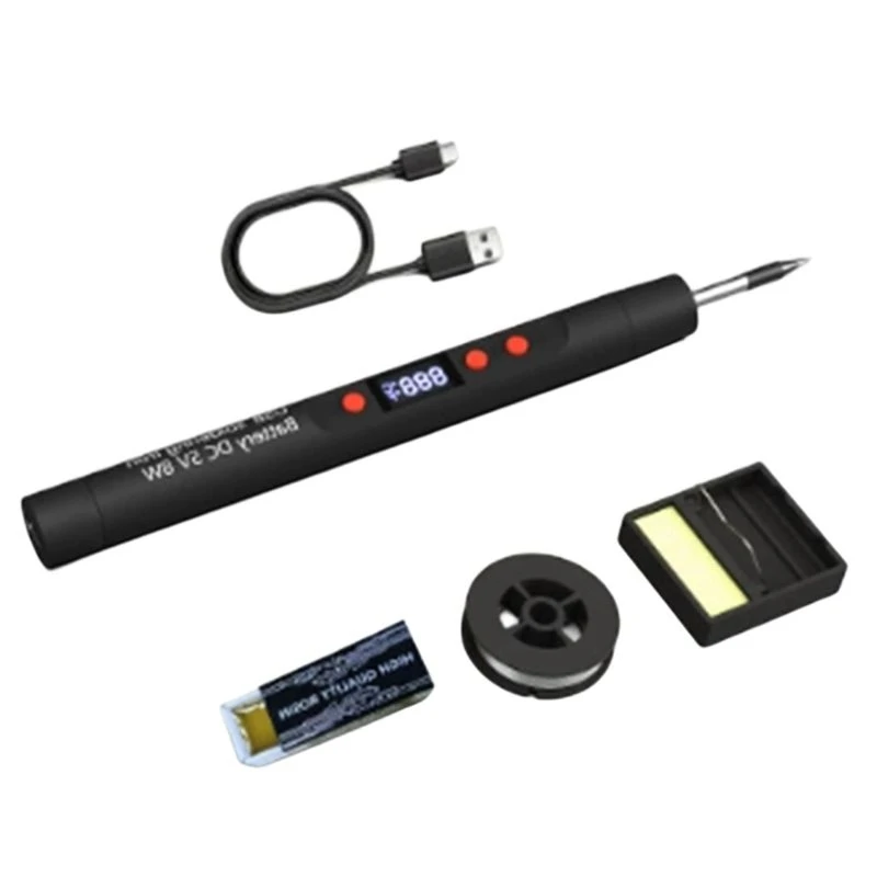 ABCL Cordless Soldering Iron Kit, USB Charging LCD Temp Adjust 260-450℃, With Tips, Fast Charge Auto Sleep