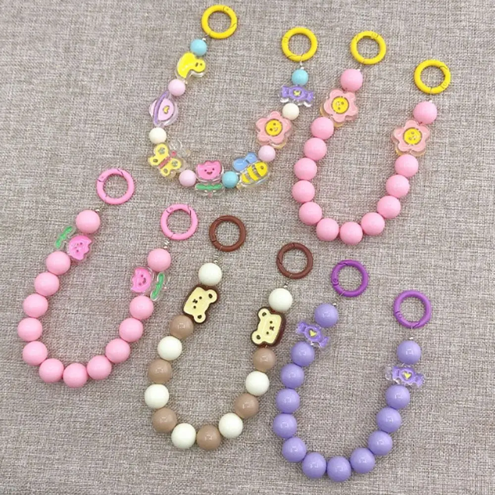 Fashion Acrylic Tulip Beaded Chain Keyring Detachable Anti Loss Phone Lanyard Colorful Cartoon Bag Chain Strap Woman Girls