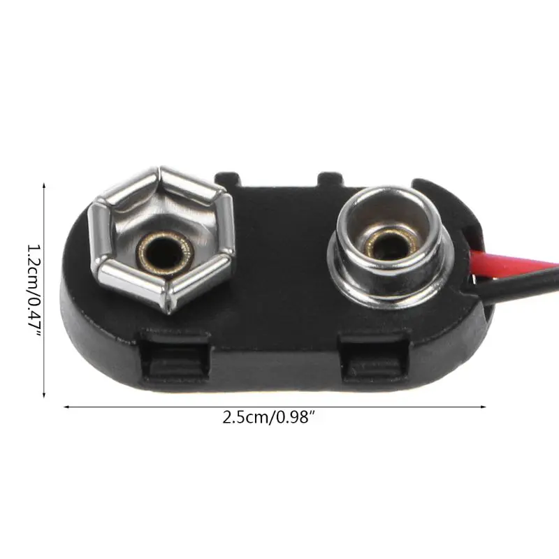 090F PP3 9V Clip Clip Clinctor I Type Tedned Wire Leads 150mm Black Red