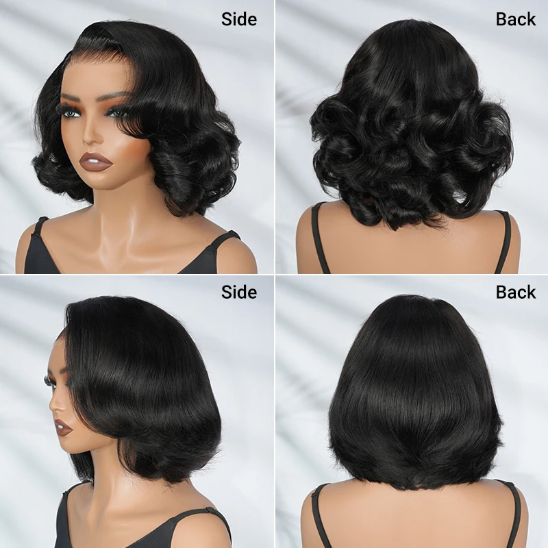 Alipearl شعر فضفاض الجسم قبل قطع الدانتيل الجانب جزء بوب شعر مستعار 5x7 غلويليس مسبقا ثلاثية الأبعاد غطاء شعر مستعار شعر الإنسان جاهز للذهاب Wig180% الكثافة #4