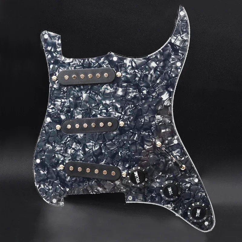 3 Single Coil Multi Colour Pickguard Electric Guitar Pickguard and Black SSS Loaded Prewired Scratchplate Assembly