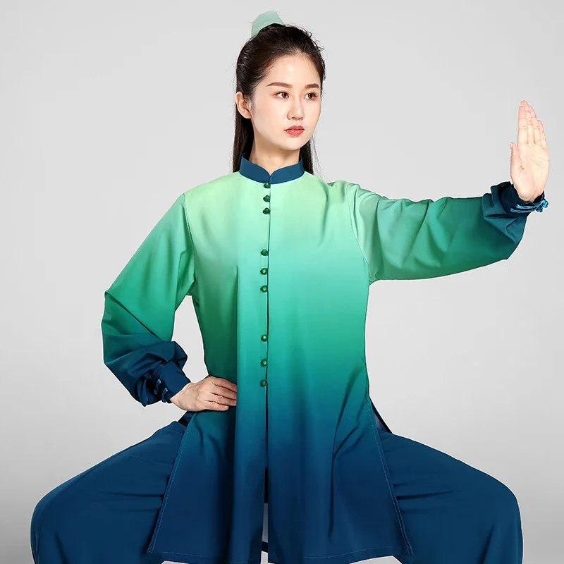 Tai Chi Clothes Women Wushu Clothes Kung Fu Competition Clothes Martial Art Uniform Wrinkle Free 2022 Gradient Light Green