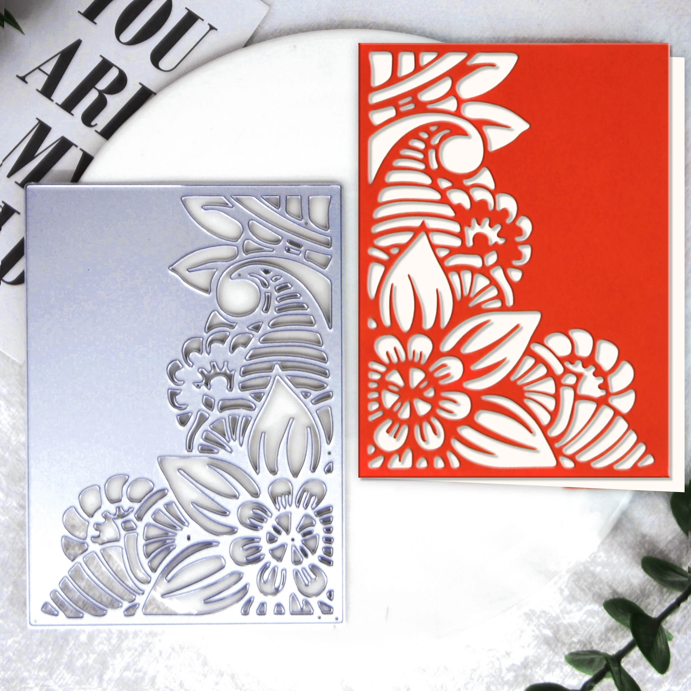 Flourish Flower Metal Cutting Dies Scrapbooking Cover Border Paper Frame Thanking Card Border Decorating Die Cutter Handmade Ste