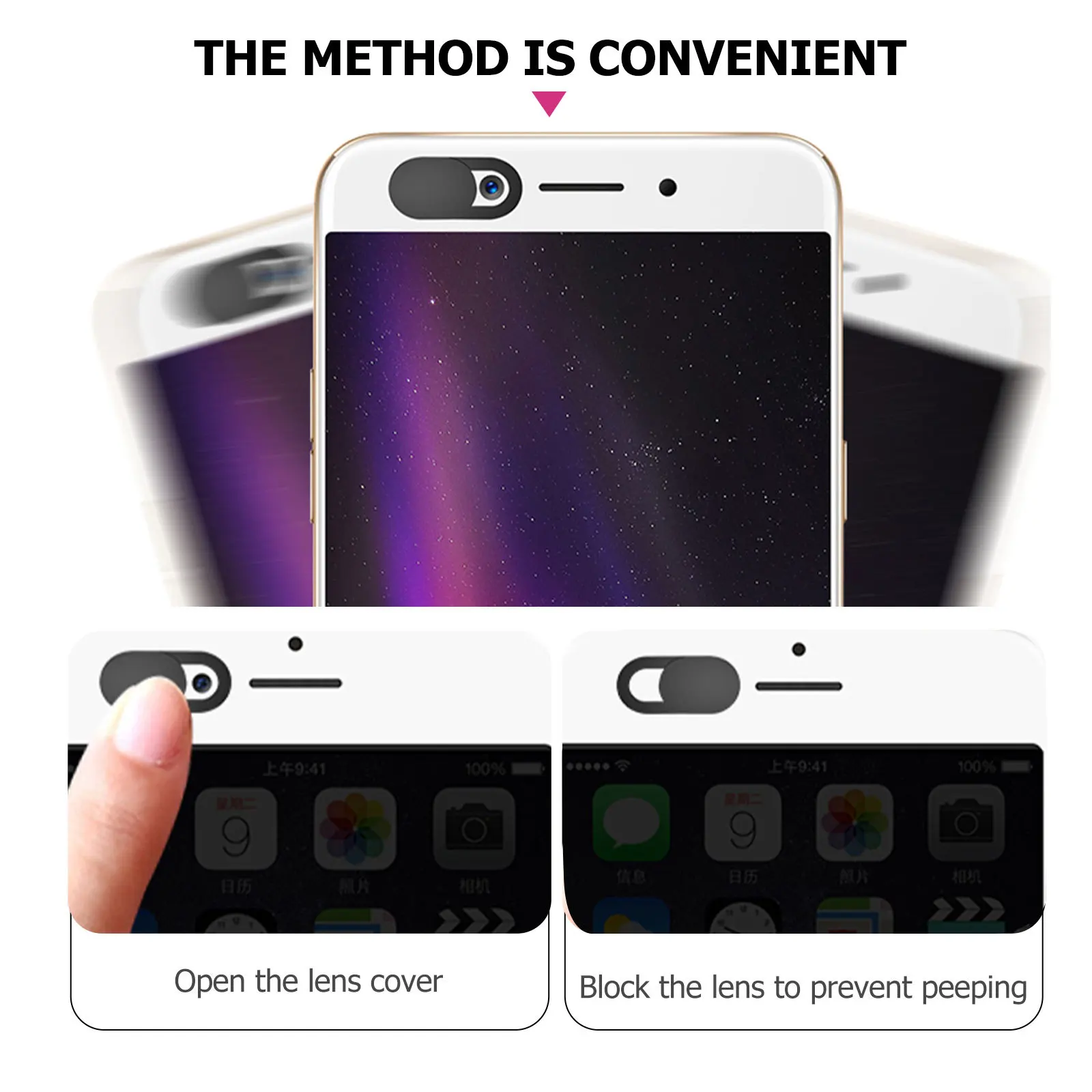 

3Pcs Cover Slide Rhinestone Adhesive Privacy Protector for Phone Laptop Computer