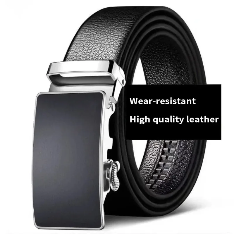Men's Top Layer Leather Belt, Automatic Buckle with High-End Trendy Design, Premium Leather Dress Belt for Men, Casual Busines