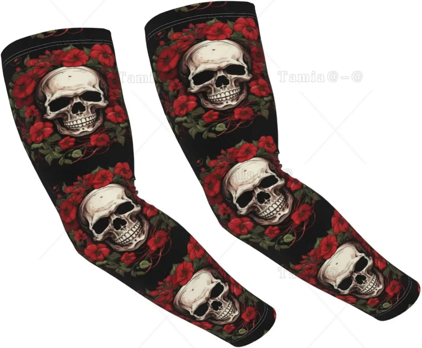 Skull flower Sun Protection Cooling Arm Sleeves For Men Women Compression Cooling Sleeve For Sports