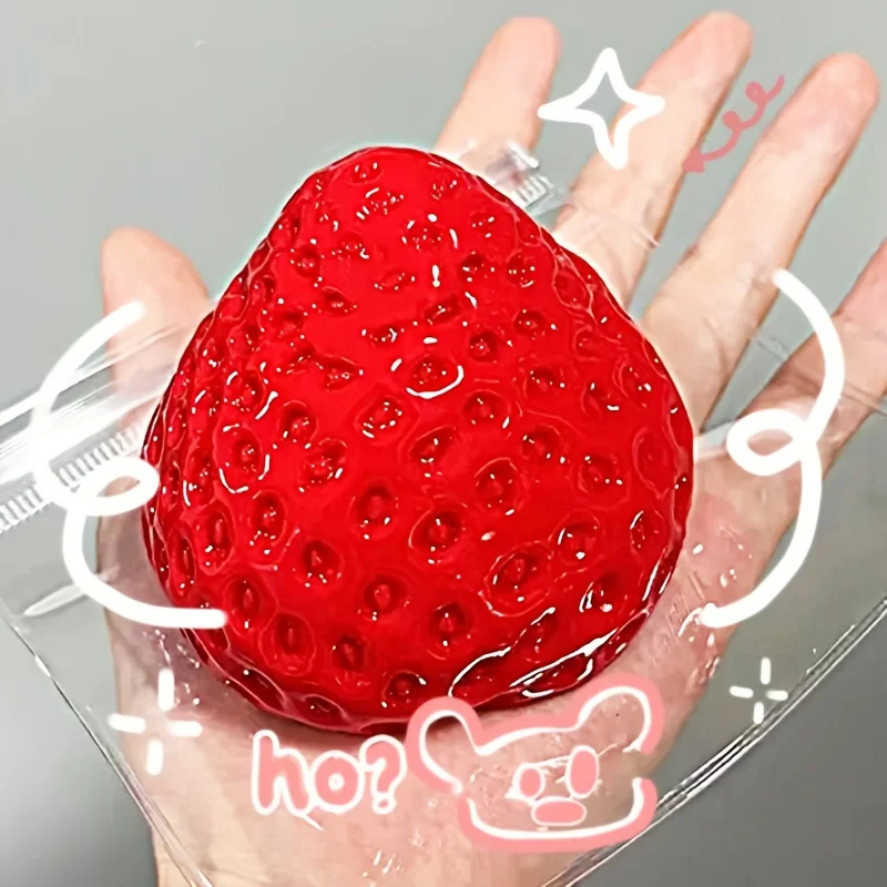Strawberry Shaped Squeezing and Pinching Music, Silicone Imitation, Mud Like Soft, Hand Squeezed DIY