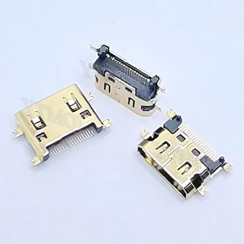 5 sztuk Mini złącze żeńskie kompatybilne z HDMI SMD 19 pin 19P lutowane metodą rozpływową kątowe złącze PCB Rohs gniazdo — zdjęcie 5