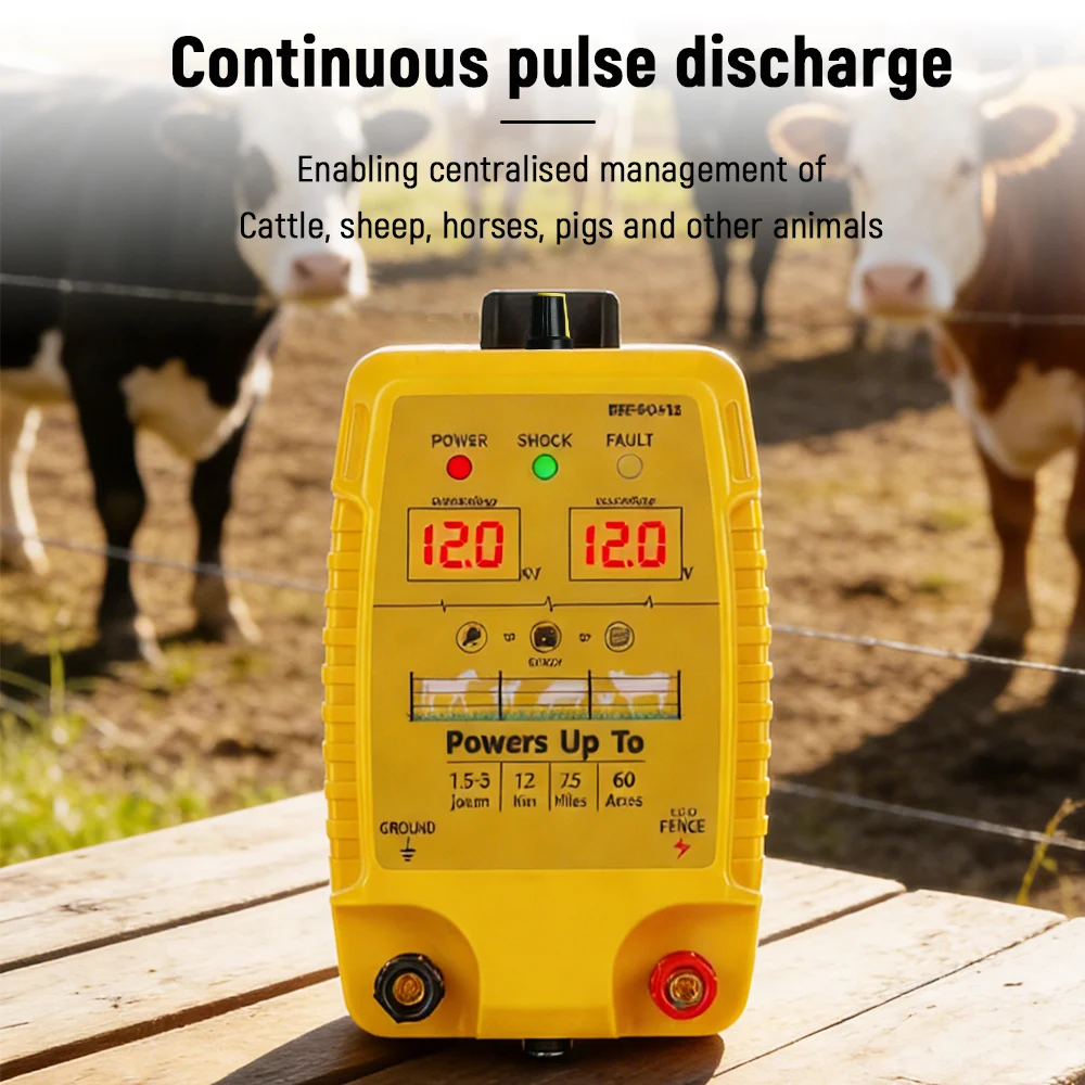 12km Electric Fence Adjustable Pressure Animal Fence High Voltage Pulse Electric Shepherd Fence Poultry Farming Sheep Livestock